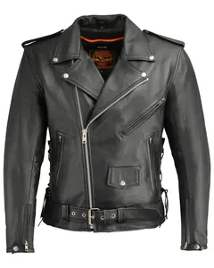 Milwaukee Leather Men's Classic Side Lace Concealed Carry Motorcycle Jacket 4X - 4Xl