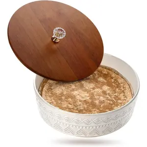 9-Inch Ceramic Tortilla Warmer with Lid, Insulated Kitchen Household Products Holder for Tacos, Roti, Bread & Pancakes, Microwave & Dishwasher Safe Mexican Party Container
