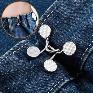 4 PCS Adjustable No-Sew Waist Tightener Buttons - Multi-Functional Metal Waist Clips For Pants, Jeans, Skirts, Shorts - Reusable Clothing Adjuster For Daily Commuting & Wardrobe Fixes