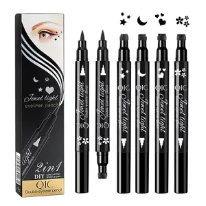 Dual-Head Eyeliner Pen with Stamp – Smudge-Proof Waterproof Eyeliner Pencil, Quick-Drying Liquid Liner for Cat Eye & Creative Makeup Decoration