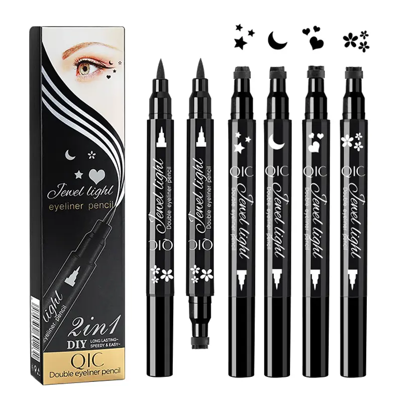 2-in-1 Dual-Head Eyeliner Pen with Winged Eyeliner Stamp, Dark Smudge-Proof Waterproof Quick-Drying Liquid Liner for Easy Eye Makeup & Cat Eye Looks