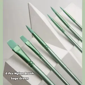6PCS Acrylic Watercolor Paint Brushes Set - Pointed Round, Flat Head, Soft Nylon Hair - Art Painting Supplies, Art Materials, Crafting Supplies for Paint by Numbers