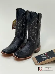 TANNER MARK BOOT HAND TOOLED BLACK TM201708