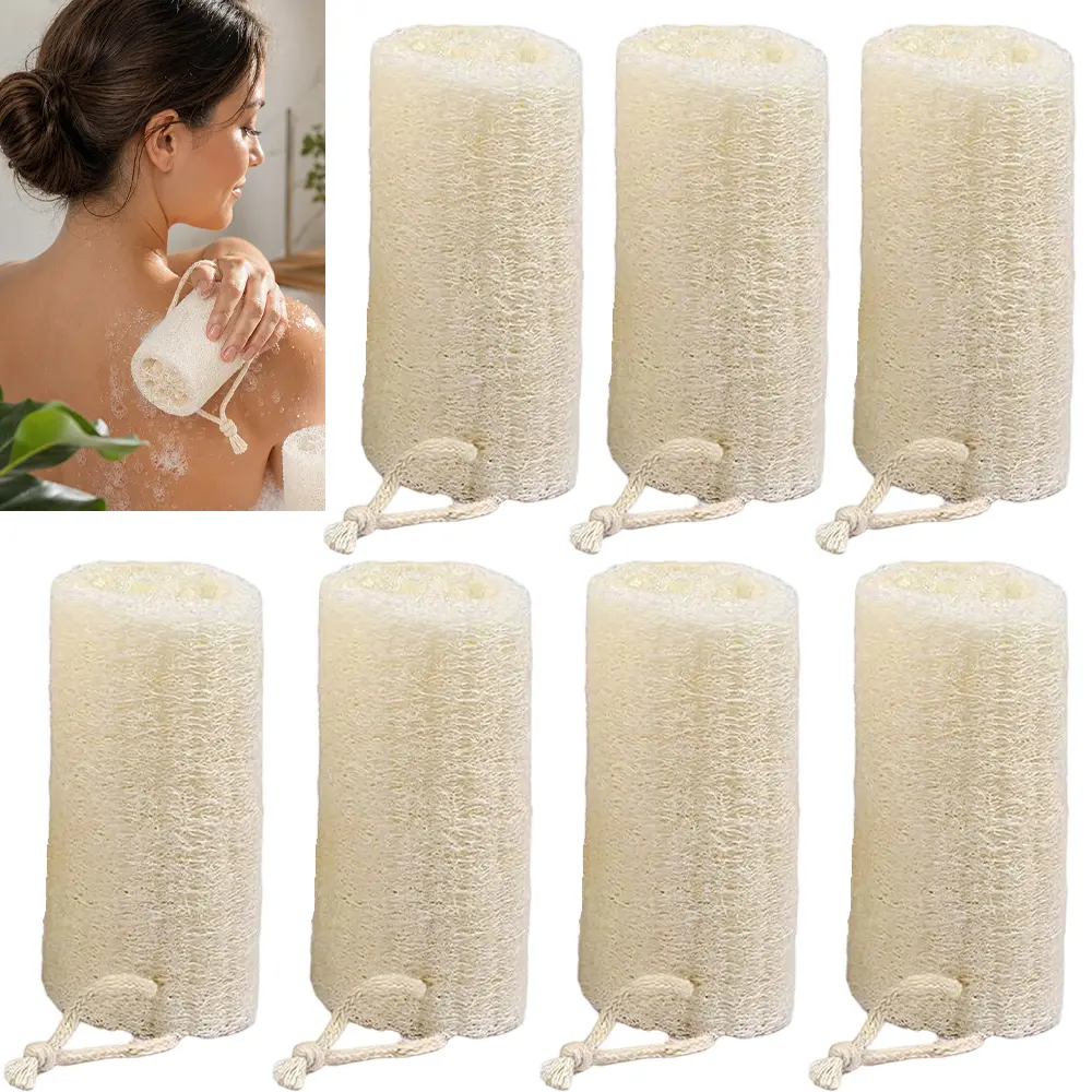 Natural Organic Luffa Sponges, 7 Pack 5-Inch Exfoliating Body Scrubber for Bath, Shower & Spa, Promotes Smooth, Radiant Skin for Men & Women