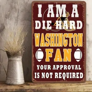 Washington Commanders Official NFL Tin Sign Metal Wall Plaque, Vintage Rustic Home Decor for Man Cave, Bar, Garage, Office, Gift for Vintage Plaque Decoration