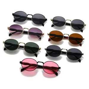 Women's Y2K 90s-Inspired Oval-Shaped Sunglasses - Slim Semi-Rimless Metal Frame, Oversized Statement Street Style Shades, Lightweight UV400 Protection Natural Lens Vintage Eyewear for Summer Travel, Daily Outfits, Oval-Shaped Women's Sunglasses