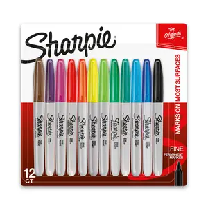 SHARPIE Permanent Markers, Fine Point, Assorted Colors, 12 Count