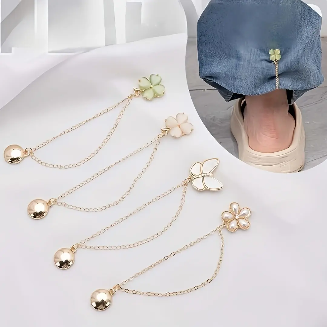 Adjustable Buckle Clips Set, Versatile Clothing Hem Shortening Chain Hooks, Long Pants Anti-Slip Adjuster, Sleeve Fixing, Holiday Gift, Styling