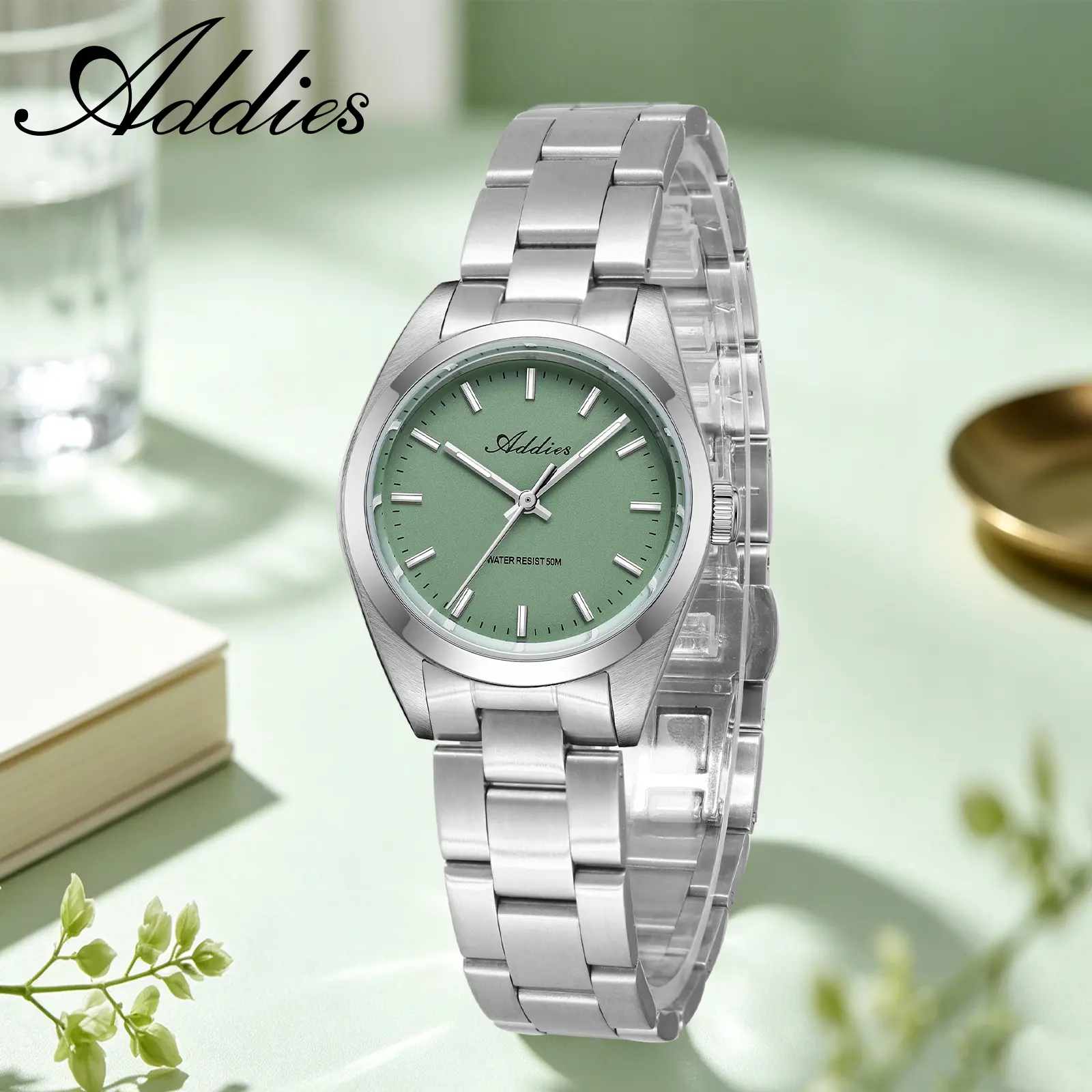 ADDIES Women's Luxury Watch, Stainless Steel Bracelet Watch with Sapphire Crystal, Japanese Quartz Movement, BGW9 Luminous Dial, 50M Waterproof Elegant Wrist Watch