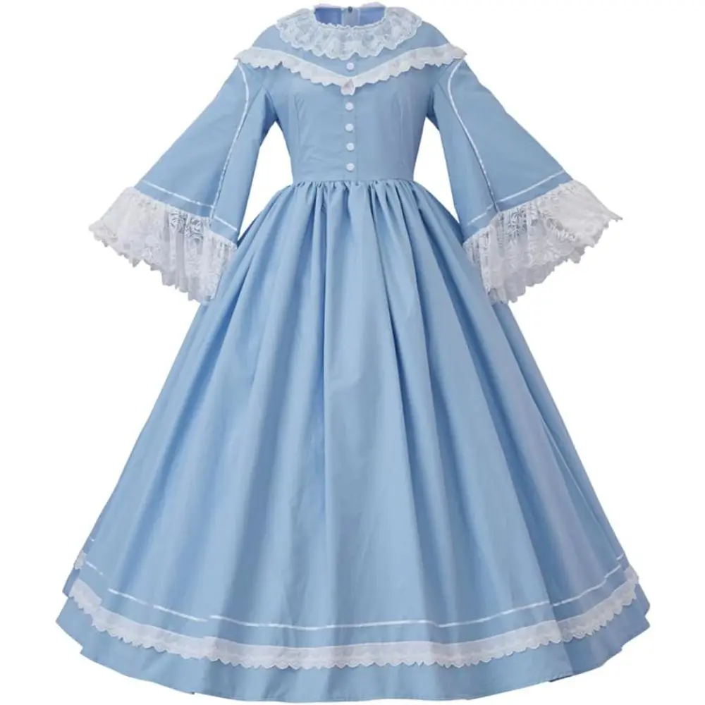 Lady's Elegant Victorian Ball Gown, Vintage Woven Lace 19th Century Historical Dress for Formal Reenactments - Plus Size, Dry Clean, Elegance, Full-Length, Hip, Xxxl, Women, Fabric, Garment, 3Xl, 2Xl, Polyester Fabric, Vintage Lace