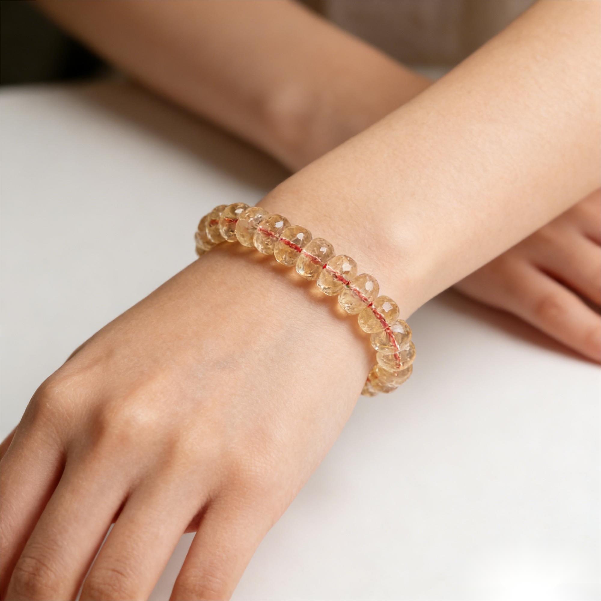 Citrine Bracelet - The Merchant's Stone Money Bracelet Luxury Jewelry Natural Citrine Bracelet Success Stone Energy Healing Women'sFaceted Beaded Crystal Bracelet