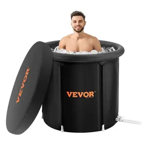VEVOR Ice Bath Tub, Cold Water Therapy Plunge Tub for Athlete, Portable Outdoor Ice Barrel Plunge Pool for Recovery, 98 Gal Inflatable Folding Bathtub with Cover, Home Ice Pod for Adult, 35.4Lx30H