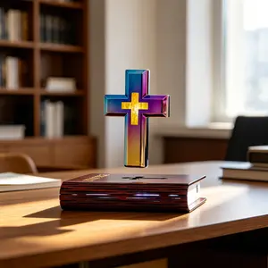 Magnetic Levitating Cross Lamp Floating Cross Bible Nightlight with Glowing Base Festival Gift Home Ornament