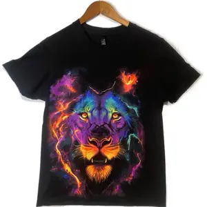 Leon abstract Cotton Black Tshirt