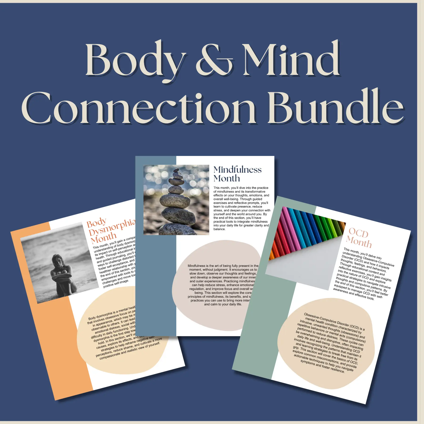 Body & Mind Connection Workbook Bundle 3 Therapist-Created Workbooks for Personal Growth Mindfulness OCD Relief & Body Dysmorphia