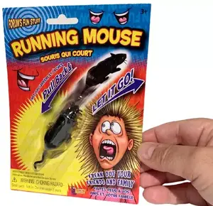 PULL BACK RUNNING MOUSE Gag Gift Mini Black Rat Toy Wheels Run Joke Prank Toy
