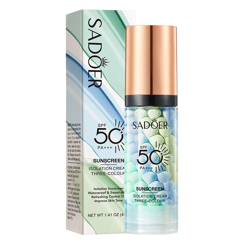3-Color SPF50 Color-Correcting Sunscreen Cream - Lightweight, Daily, Water-Resistant, Oil-Control Makeup Base Primer