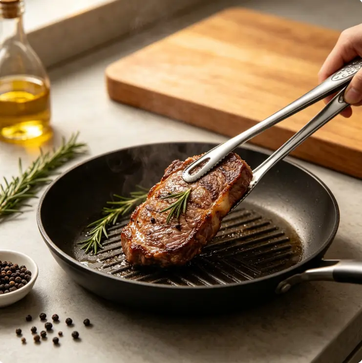1pc 11-inch Stainless Steel Barbecue Tongs, Handheld Grill Food Tongs, Multifunctional Barbecue Utensils for Home Kitchen & Outdoor Camping