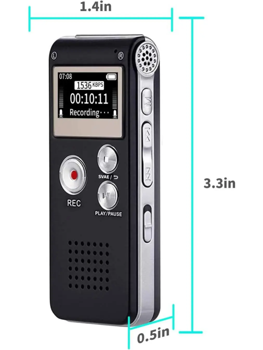 Sunlan Upgraded 16GB Digital Voice Recorder - USB Rechargeable Dictaphone with Playback for Lectures, Compact Audio Recording Device