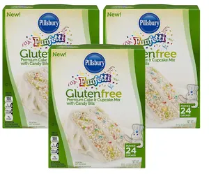 Pillsbury Gluten-Free Funfetti Cake & Cupcake Mix 15 oz (Pack of 3) - The Perfect Celebration Treat for Everyone Dessert