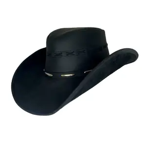 Handmade Leather Cowboy Hat: Black Western Hat with Eagle Concho, Concert Leather Hat, Biker Hat, Country Leather Hat, Unique black Leather Hat, Any occasion Leather Hat