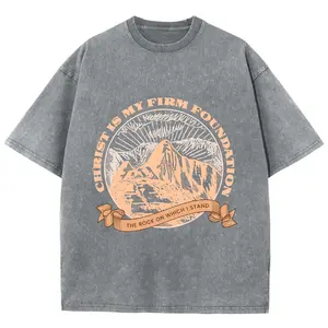 Christ Is My Firm Foundation Unisex Washed T-Shirt, Christian Tshirts, Christian Jesus shirts, Vintage 90s Graphic Tee Gift Cotton Top, Mineral Wash