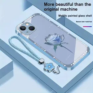 Suitable for [iPhone 14] Brand new premium phone case, Free four-leaf clover lanyard，drop-proof and fingerprint-resistant，simple and elegant design，multiple colors available YM99