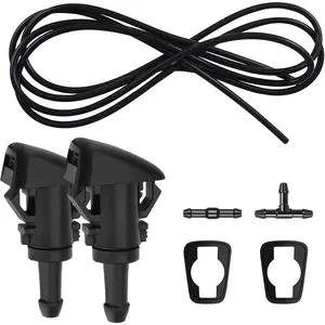 Windshield Washer Nozzles Kit, Washer Jet and 2 Meter Fluid Hose with Connector, Windshield Washer Hose Kit Compatible with Chrysler, , , Replaces OEM #: 4805742AB, 5113049AA
