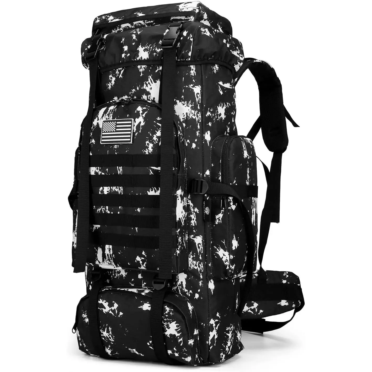 Hiking Tactical Backpack, 70L-100L Expandable Army Rucksack with Adjustable Belt & Waterproof Liner, 900D Oxford MOLLE Military Look Water-Resistant Survival Bag for Camping, Trekking, Outdoor Rucksack, Backpacks, Tactical Gear Equipment, All Seasons, Wid