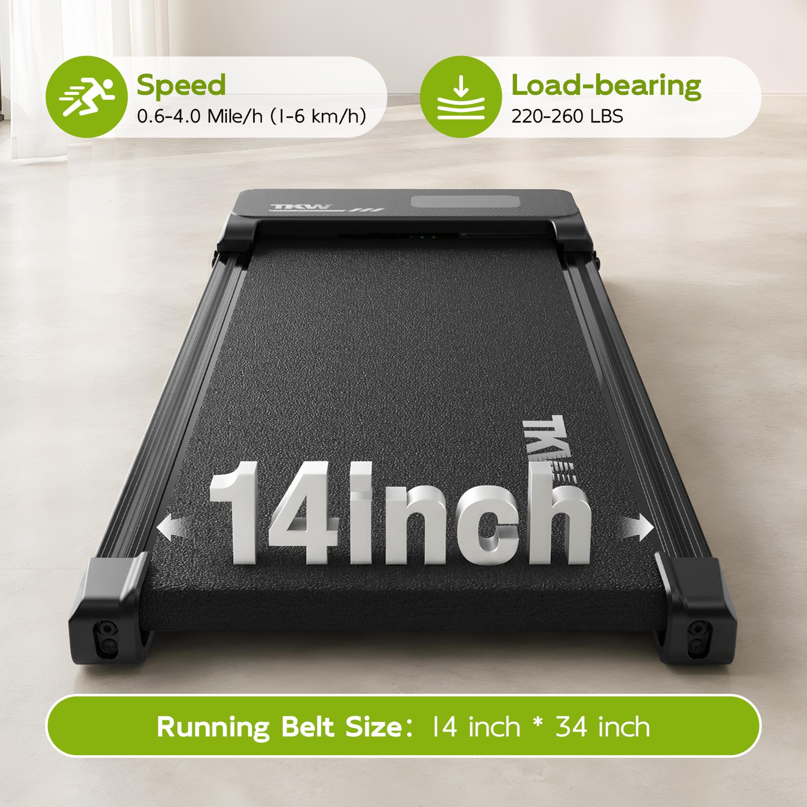 Compact Under Desk Walking Pad Treadmill - 5% Incline, Low Noise Motor, Portable Fitness Equipment for Home & Office Workout, Incline Walking Treadmill