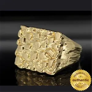 Electroplated Gold Nugget Ring - Exquisite Geometric Square Texture, Pretty Fashion Ring for Accessory Matching, Casual Wear, Elegant summerwins