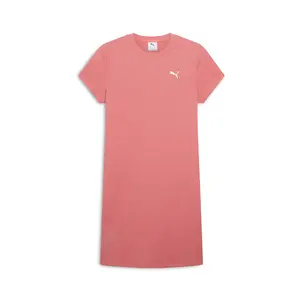 PUMA Womens Essentials Elevated Bodycon Rib Short Sleeve Crewneck Dress Casual Casual - Red