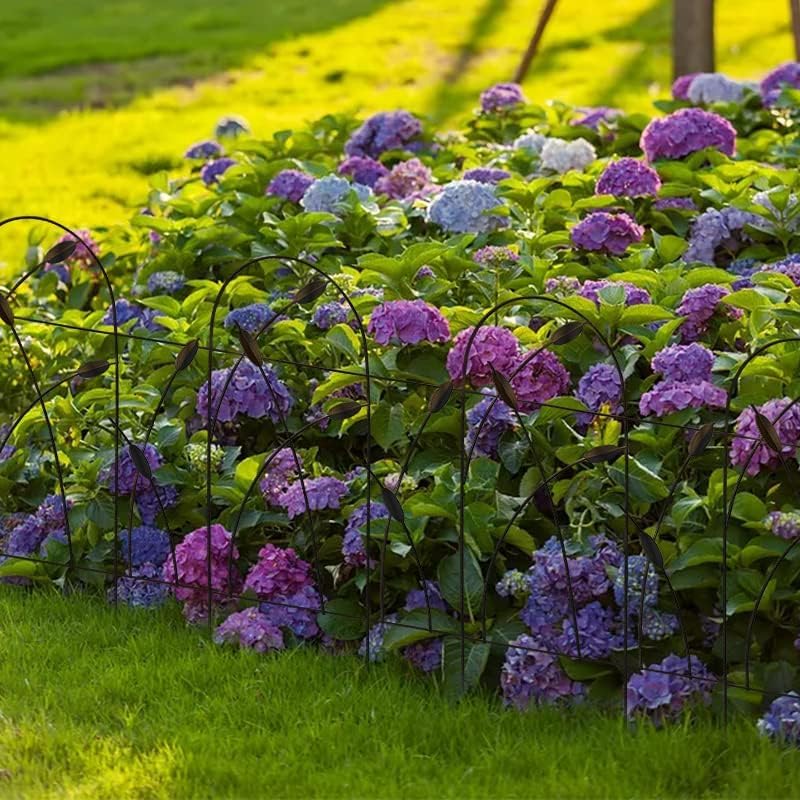 Arifaro Metal Decorative Garden Fence Border, 32 in x 16 ft,Rustproof Wrought Iron Landscape Fencing for Flower Bed, Trees (Dark Brown)