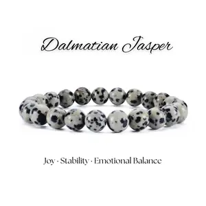 Lovskaya Unisex Non-Natural Dalmatian Jasper Bead Bracelet - Unisex Design, Multi-Size, Fashionable Jewelry for Joy, Stability Stylish