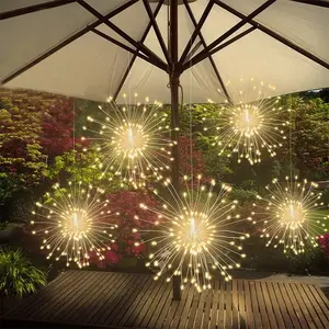 Solar Fireworks Lights Set, Hanging LED Starburst Lamps, 8 Modes, Perfect for Christmas Party Wedding Garden Valentine's Day Decorations