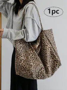 This large leopard print handbag, Commuter tote bag, Trendy tote bag, is for commuting, can be used as underarm bag or backpack, suitable for teenagers, women, ideal for work, school