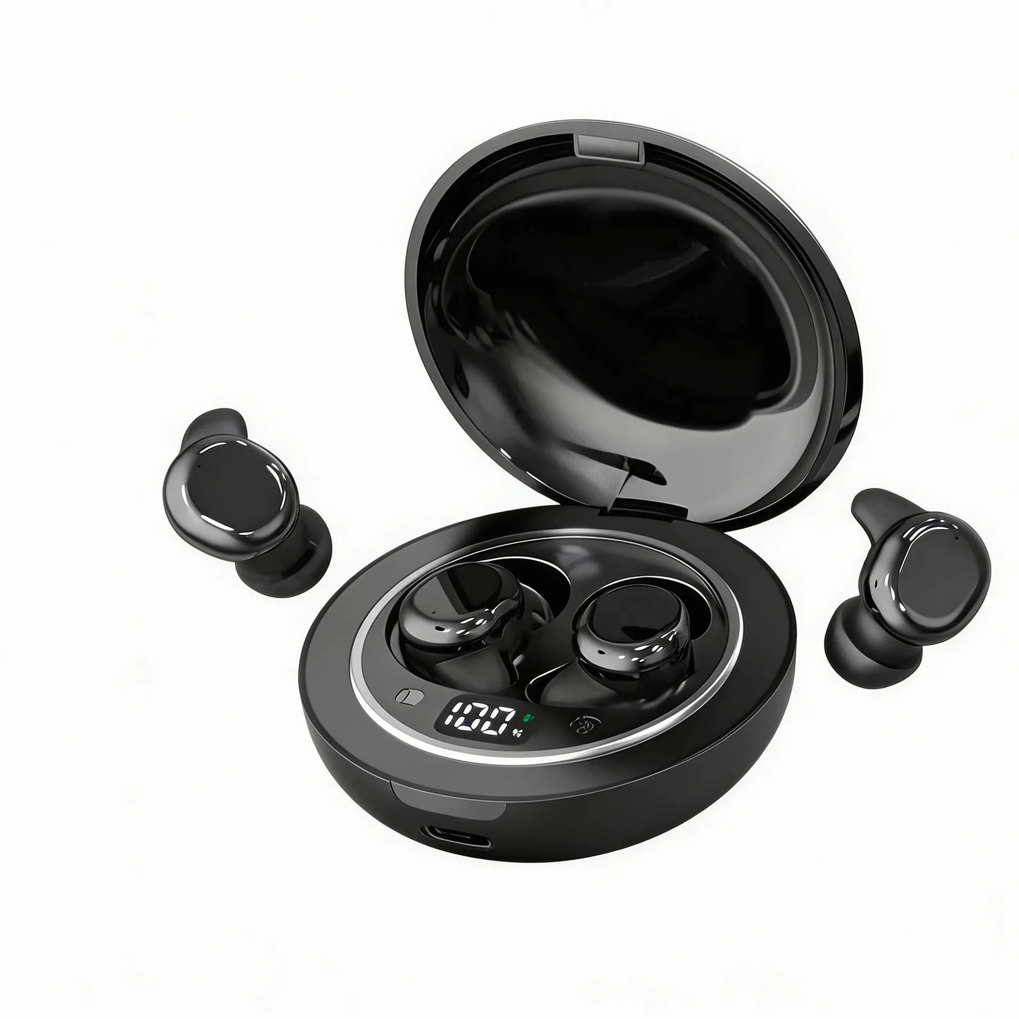 Wireless Invisible Sleep Earbuds, Ultra-Mini No-Pressure Silicone Earphones for Side Sleepers, Bluetooth 6.0, LED Digital Charging Case, APP Anti-Loss Function, White Noise Library, CVC Noise Reduction, Touch Control Headset Audio