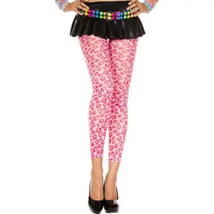 212 MAIN Cheetah Print Leggings - White & Neon Pink, Women's Costume Bottoms, Lady's Fit Clothes for Sports & Outdoor American Football