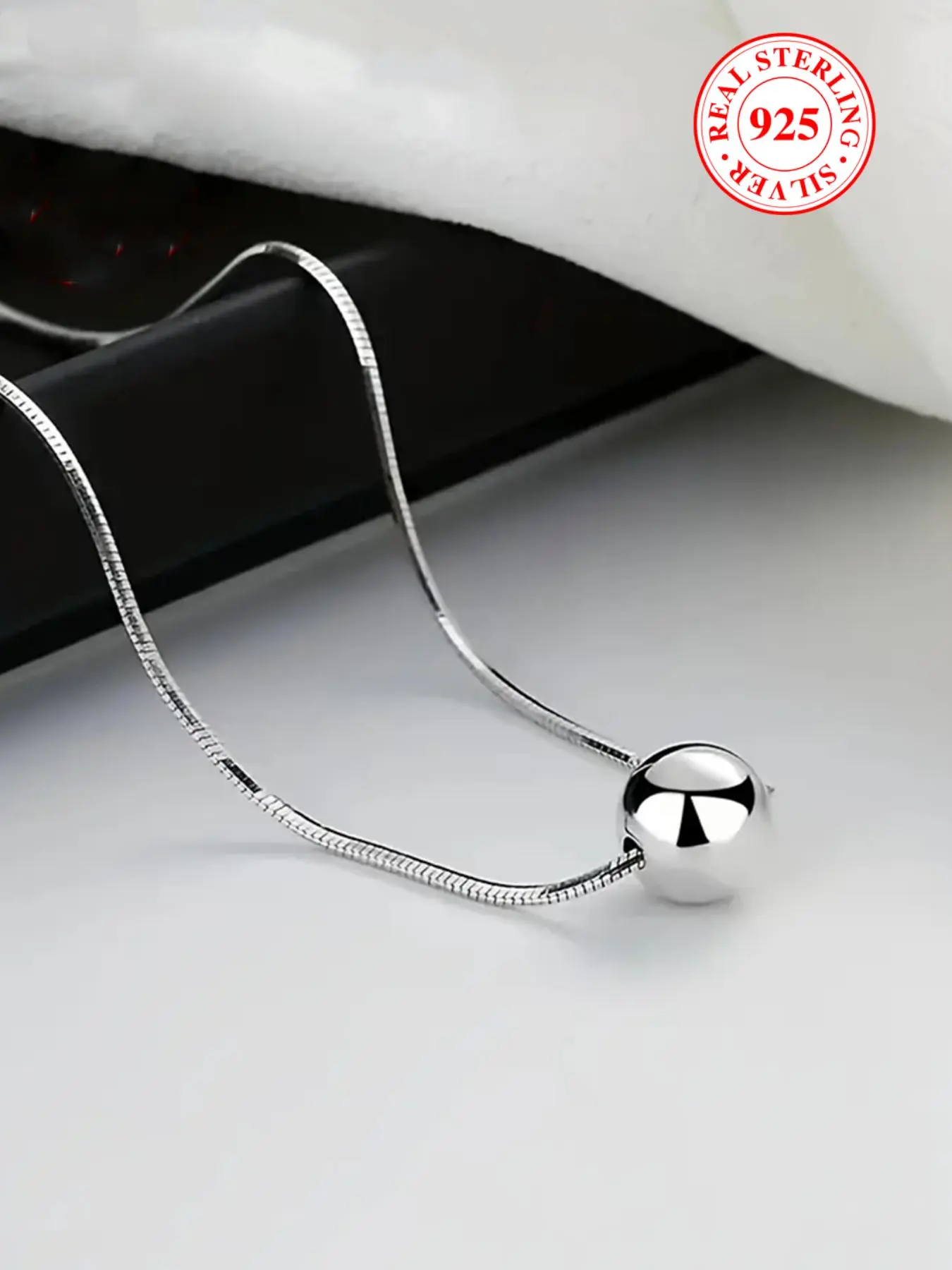 S925 Sterling Silver Simple Ball Decor Round Pendant Necklace for Women & Girls, Trendy Charm Necklaces, Decorative Necklace, Fashion Jewelry for Party, Daily Clothing Decor, Daily Wear Necklace