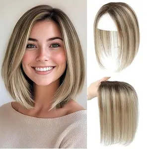 Hair Toppers for Women Real Human Hair Toppers for Women with Thinning Hair Pieces for Women Clip in 10 inch Hair Toppers Swiss Base Hairpieces for Thinning Hair Hair Loss Cover