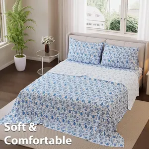 This 4pcs Paisley Pattern Bed Sheet Set Is Soft, Breathable, And Comfortable Against The Skin. The Set Includes A Deep-pocket Sheet, A Stylish Bedspread, And Two Pillowcases. Made From Durable And Colorfast Fabric, It Makes A Wonderful Gift.