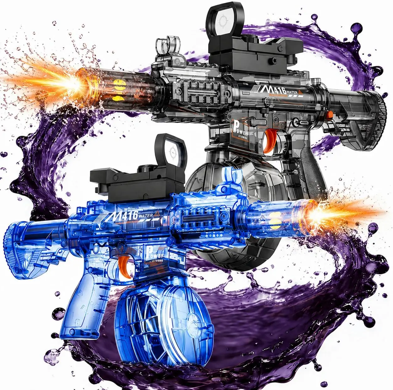 Halloween Fall Gift 2 Pack Electric Water Gun for Kids & Adult Automatic Squirt Gun with LED Lights 25Ft Long Range Electric Water Blaster Large Capacity Outdoor Summer Pool Water Toys