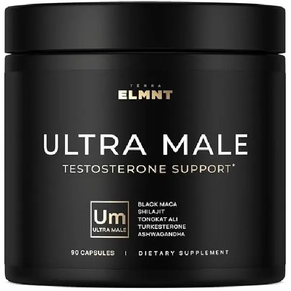 TERRA ELMNT ULTRA MALE Testo Support Supplement | Supports Energy, Drive, & Male Performance | Natural Muscle & Vitality Support Capsules - 60ct