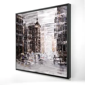 Begin Home Decor 2081-2424-ST41 24 x 24 in. Industrial Abstract City Framed Canvas - Urban Bedroom Decor