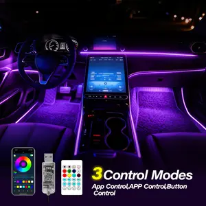 Internal LED light Car LED Ambient Lighting Kit APP & Sound Control 2 Strips 43.3inch Strips RGB Multiple Colors & Modes