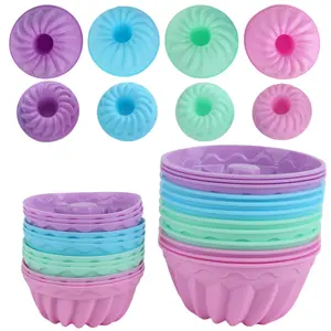 24Pack Silicone Baking Cups, Pumpkin Silicone Baking Cake Molds, Nonstick Cupcake Liners, Fancy Dessert Tray - Jelly and Muffin Cups Kitchen Supplies (12 small cups+12 large cups)- Home Improvement