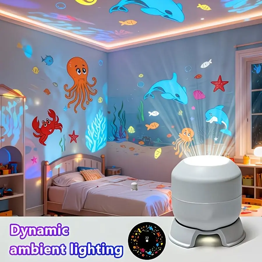 360° Rotating LED Starry Ocean Projection Night Light, USB Charging, Adjustable Brightness, Decorative Light for Bedrooms, Living Rooms, Game Rooms