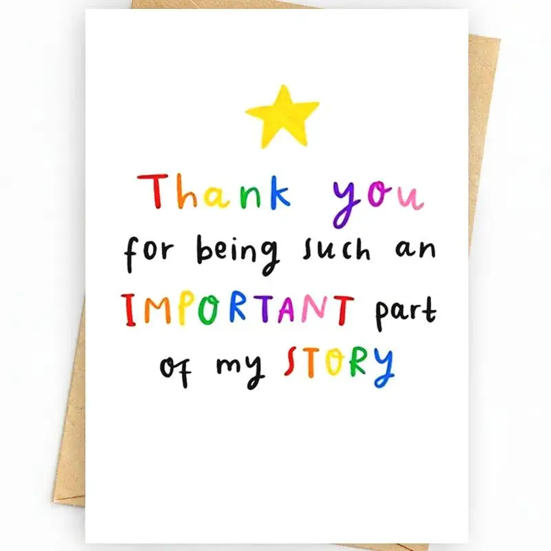 Thank You for Being An Such Important Part Of My Story Lettering Card Set, Letter Graphic Greeting Card with Envelope, Personalized Thank You Card for