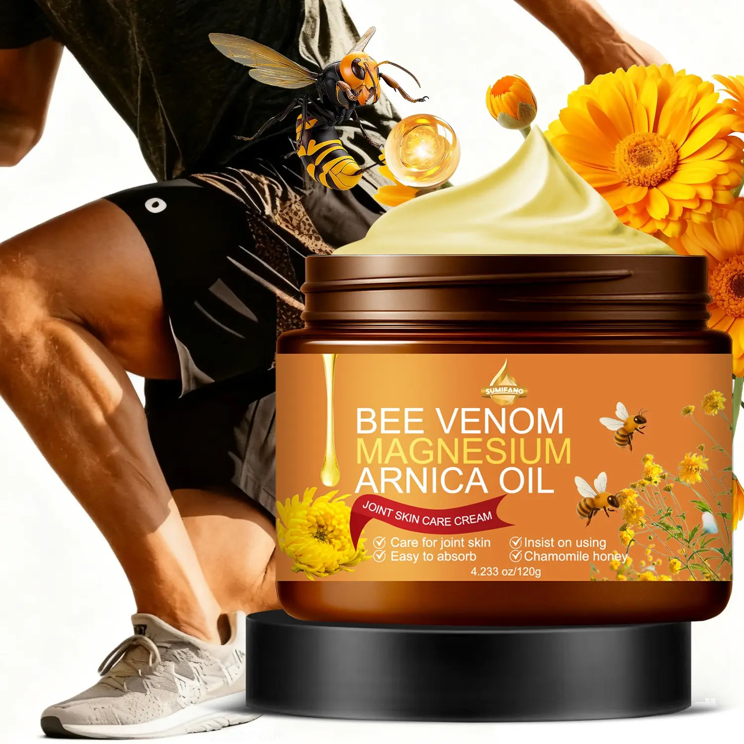 Bee Venom Joint Repair Treatment Cream 120g | Gentle formula with chamomile and honey to soothe joint skin and improve dryness and flaking | Delicate texture, absorbs quickly without stickiness, suitable for daily skincare | Joint Relief Cream