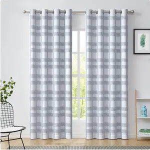 Buffalo Plaid Check Blackout Curtains for Bedroom Thermal Insulated Blue Gray Grommet Drapes 50x108 2 Panels